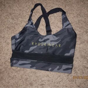 Ryderwear Women's Camouflage Sports Bra - Black and Gray xs